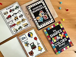 English Pre School Learning Bundle for Kids. Learn Letters, Numbers, Colors, Shapes and many more kindergarten Topics. Set of 4 Books