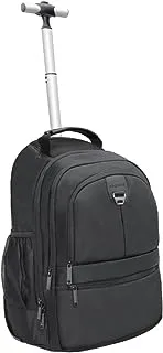 Promate Trolley Bag, 2-in-1 Lightweight Trolley Bag and Backpack, Adjustable Straps, Water Resistance and Durable Wheels for 15.6-inch Laptops, MacBook Air, iPad, Compact-TR