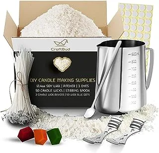 Craftbud Candle Making Kit - 108 Piece Candle Making Kit for Adults & Kids, Full DIY Soy Candle Making Kit with Candle Wax and Supplies, Great Candle Kit with Pitcher, Wax, Wicks, Dye Blocks, & More