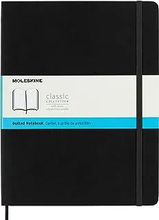 دفتر ملاحظات كلاسيكي Moleskine ، غلاف ناعم ، XL (7.5 × 9.5 بوصة) منقط ، أسود ، 192 صفحة