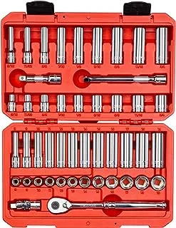 TEKTON 3/8 Inch Drive 6-Point Socket and Ratchet Set, 46-Piece (5/16-3/4 in., 8-19 mm) SKT15301