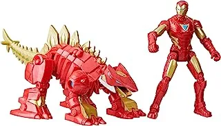 Marvel Mech Strike Mechasaurs, 4-Inch Iron Man with Iron Stomper Mechasaur Action Figures, Super Hero Toys for Kids Ages 4 and Up
