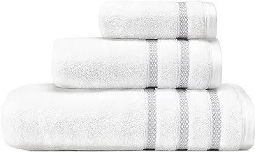 Vera Wang | Trellis Collection | 100% Cotton Soft and Plush Modern Dobby Design, Absorbent Fade Resistant and Low Lint Bath Towel Set, 3-Piece, Grey
