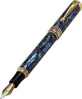 قلم حبر Xezo Maestro مصنوع يدويًا من صدفة البحر الطبيعية مع أجزاء مطلية بالذهب عيار 18 قيراط. هدية رائعة. لا يوجد قلمان متشابهان. بنك الاستثمار القومي الجميلة