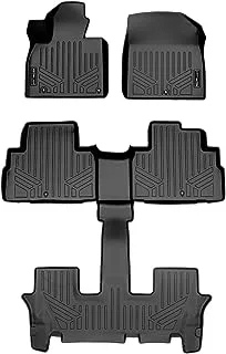 SMARTLINER All Weather Custom Fit Black 3 Row Floor Mat Liner Set Compatible with 2020-2023 Kia Telluride with 2nd Bucket Seats Without Center Console