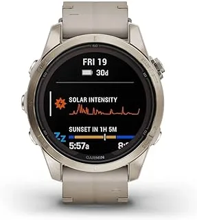 Garmin Fenix 7S Pro Sapphire Solar Edition Smartwatch with Band, 42 mm Case, Soft Gold/Limestone