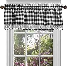 Buffalo Check Valance Window Curtains - 58 Inch Width, 14 Inch Length - Black & White Plaid - Light Filtering Farmhouse Country Drapes for Bedroom Living & Dining Room by Achim Home Decor