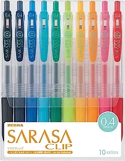 قلم حبر جاف زيبرا ساراسا كليب، 0.4 ملم، مجموعة من 10 ألوان (JJS15-10CA)