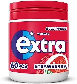 Extra White Chewing Gum Bottle, Sugar Free, strawberry Flavour, 1 Bottle of 60 Pieces