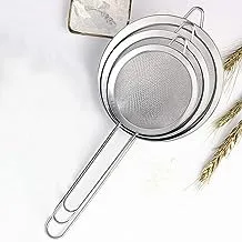 ECVV Metal Stainless Steel, Fine Mesh Strainer Kitchen Mesh, Sive Cooking, Flour for Baking Rust Free Seive, Dishwasher Safe SIV, Colander | Pack of 3 |