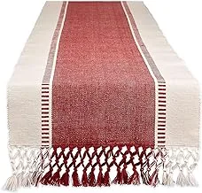 غطاء طاولة Dobby Stripe منسوج من DII ، 13x72 (13x77.5 ، هامش مضمن) ، أحمر الحظيرة