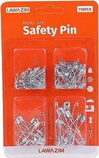 Lawazim Mutli-Size Safety Pin-110 pieces- Secure Grip Rust-resistant Fasteners for Securing Items Clothing Sewing DIY Craft Household Camping Emergency Repairs Art School Projects and Attaching Tags