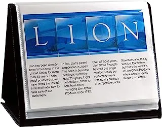(حرف، 20 جيبًا) - حامل عرض Lion Flip-N-Tell Display Book-N-Easel، Letter، 20 جيبًا، أفقيًا، 1 كتاب عرض حامل (39008-H)