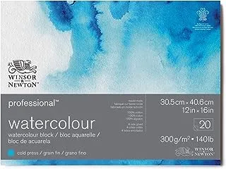 قالب ورق ألوان مائية احترافي من وينسور آند نيوتن ، 12 × 16 ، مضغوط على البارد