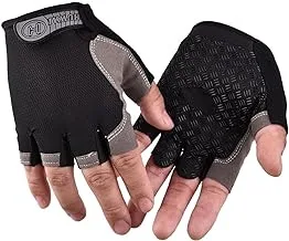 MG Pair Half Finger Bicycle Cycling Gloves High Elasticity Breathable Mesh Anti-slip MTB Bike Gloves Outdoor Sports Cycling Gloves, Black/Grey - Medium