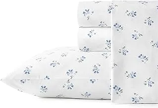 Stone Cottage - Twin Sheets, Cotton Percale Bedding Set, Crisp & Cool Home Decor (Blue Sketchy Ditsy, Twin)