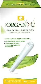 Organyc Complete Protection Feminine Care Organic Cotton Tampons with Cardboard Applicator, Regular, 16 Pieces - Pack of 1