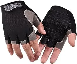 MG Pair Half Finger Bicycle Cycling Gloves High Elasticity Breathable Mesh Anti-slip MTB Bike Gloves Outdoor Sports Cycling Gloves, Black/Grey - Large