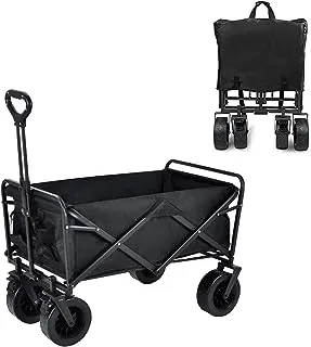 Wagon, Beach Wagon Wagons carts Heavy Duty Foldable Collapsible Folding Wagon cart with Wheels Garden Wagon (Black / 8 in)