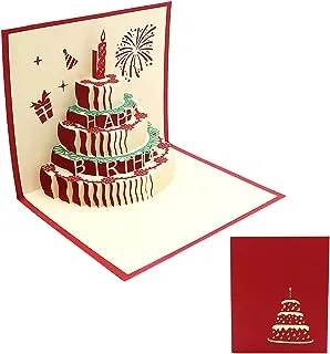 Happy Birthday Cards Handmade Greeting Cards with Envelopes, 3D Pop Up Birthday Card with 3 Layers Cake, Birthday Cake Greeting Card with Envelope for Her, Him, Wife, Mum, Dad, Brother, Sister(15CM)