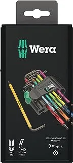 Wera 05073599001 967 Spkl/9 Torx Bo Multicolor L-Key Set for Tamper-Proof Torx Screws, Blacklaser, 9 Pieces