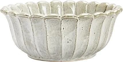 Bloomingville Creative Co-Op Stoneware Flower Shaped Bowl, Antique White Reactive Glaze, 10