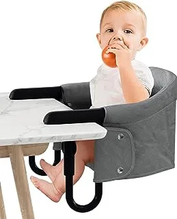 Hook on High Chair with Mat, High Chair That Attaches to Table, Clip on High Chairs for Babies and Toddlers,Portable High Chair for Travel, Travel High Chair with Carrying Bag,Grey
