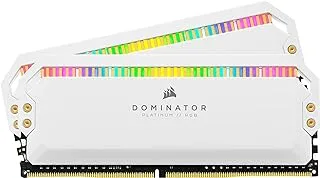 Corsair Dominator Platinum RGB DDR4 16 جيجابايت (2 × 8 جيجابايت) 3600 ميجاهرتز C18 ذاكرة سطح المكتب (12 مصباح LED فائق السطوع CAPELLIX RGB ، تبريد DHX الحاصل على براءة اختراع ، توافق عريض ، Intel XMP 2.0) أبيض