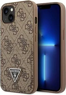 CG Mobile Guess PU 4G Case With Double Cardslot & Metal Triangle Logo With Smooth Hand Feel, Resistant to Damage, Dual Protective Shield Compatible With iPhone 14 Plus (Brown)