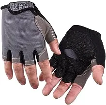MG Pair Half Finger Bicycle Cycling Gloves High Elasticity Breathable Mesh Anti-slip MTB Bike Gloves Outdoor Sports Cycling Gloves, Grey - Medium