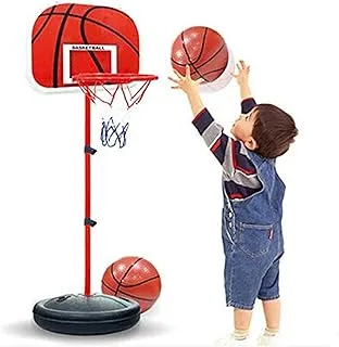 صندوق كرة سلة معلق داخلي قابل للتعديل للعبة كرة الشبكة للأطفال - أحمر