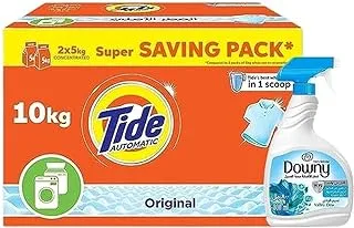 Tide and Downy Laundry Savings Bundle (Tide Automatic Powder 10KG + Downy Fabric Refresher, Valley Dew, Spray, 800 ml)