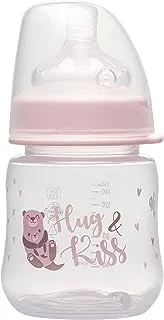 nip Wide Neck PP Bottle - Silicone Round Teat (s), 150 ml, 0M+, made in Germany, Pink