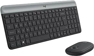 Logitech MK470 Slim Wireless Keyboard and Mouse Combo, AR Layout + Logitech Zone Vibe 100 Wireless Headphones with Noise-Cancelling Mic, Works with Teams, Google Meet, Zoom, Mac/PC