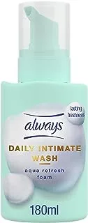 Always Daily Intimate Wash, Foam, Aqua Refresh, Lasting Freshness, 180 ml