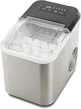 ALSAIF 1.6Liter 130W Electric Ice Maker 2 Size with View Window, Stainless Steel, Silver E05607 2 Years warranty