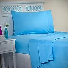 مجموعة ملاءات ميكروفايبر مصقولة من Lavish Home - 3 قطع ملاءات سرير مناسبة وملاءات مسطحة ، كيس وسادة - التجاعيد ، مقاومة البقع والبهتان (Twin XL ، أزرق فاتح)