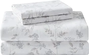 Laura Ashley Home - King Sheets, Cotton Flannel Bedding Set, Brushed for Extra Softness & Comfort (Fawna, King)