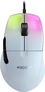 ROCCAT Kone Pro PC Gaming Mouse ، تصميم مريح وخفيف الوزن ، مفتاح تيتان بصري ، إضاءة AIMO RGB ، فأرة كمبيوتر سلكية فائقة الخفة ، عجلة تيتان ، غلاف بيونيك ، 19K نقطة في البوصة ، أبيض