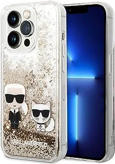 CG MOBILE Karl Lagerfeld Liquid Glitter Silicone Case Karl And Choupette Protector/Ultra-Thin/Non-Slipping/Shock-Absorption/Anti-Scratch Compatible With iPhone 14 Pro 6.1