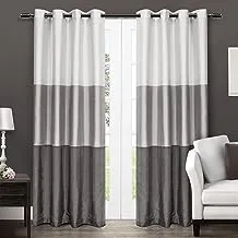 Exclusive Home Chateau Striped Faux Silk Grommet Top Curtain Panel Pair, 54