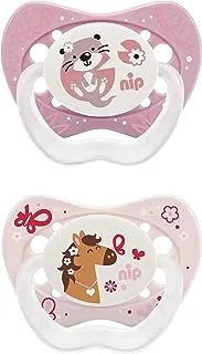 nip Life Soothers Silicone, 5-18M made in Germany, otter & horse, 2 pcs