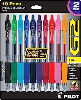 أقلام جل قابلة للسحب من مجموعة Pilot G2 Limited Edition Harmony Ink Collection، 0.7 مم، حبر متنوع، 10 عبوات (أحبار جديدة باللون الوردي الوردي والعنب)، 10 عبوات