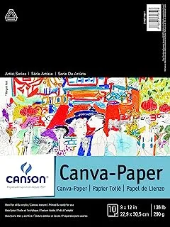 Canson Artist Foundation Series Canva-Paper Pad Primed for Oil or Acrylic Paints, Top Bound, 136 Pound, 9 x 12 Inch, 10 Sheets, 9