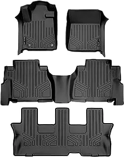 سجادات أرضية MAXLINER مجموعة بطانة مكونة من 3 صفوف باللون الأسود لسيارة Toyota Sequoia 2012-2022 مع مقعد في الصف الثاني