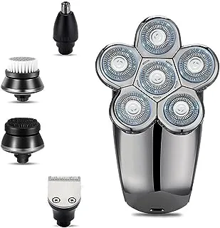 Joyzzz Electric Shaver for Men, Upgrade 5-in-1 Bald Head Shaver Cordless LED Mens Electric Razor IPX7 Waterproof Wet Dry Rotary Shaver Grooming Kit with Beard Clippers Nose Trimmer, Type-C Charge