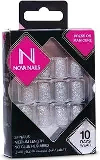 Novanails Press on Solid silver glitter - 0006