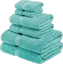 SUPERIOR Egyptian Cotton 800 GSM Towel Set, Includes 2 Bath Towels, 2 Hand Towels, 2 Face Towels, Luxury Plush Bathroom Essentials, Ultra Thick, Spa, Shower, Guest Bath, Apartment, Home, Turquoise