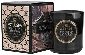 Voluspa Pink Citron Grapefruit Classic Candle | 60 Hour Burn Time | Natural Wicks for a Clean Burn | Vegan | Poured in The USA