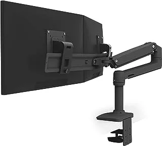 Ergotron LX Dual Direct Monitor Arm VESA Desk Mount لـ 2 شاشتين حتى 25 بوصة ، 0.9-5 كجم لكل منهما - أسود غير لامع